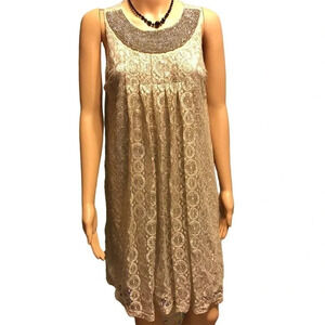 Alfani Lace floral Metallic Sleeveless Night out party Midi dress Women size PM